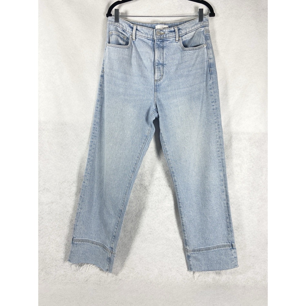 Loft The Straight Jeans Women's 8 Blue Mid Rise Raw Hem Cotton Blend Light Wash